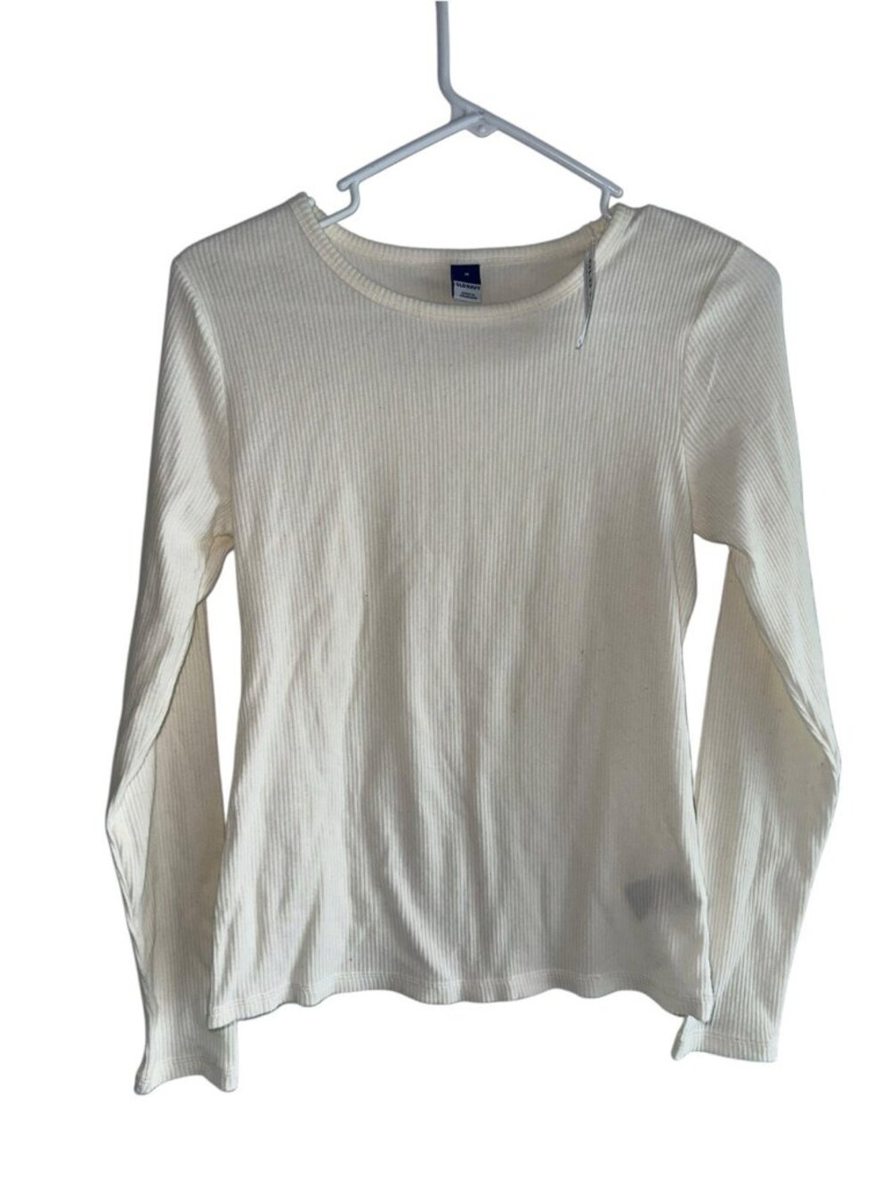NEW Old Navy Plush Knit Ribbed Slim Fit Tee Top Womens M Ivory Ribbed